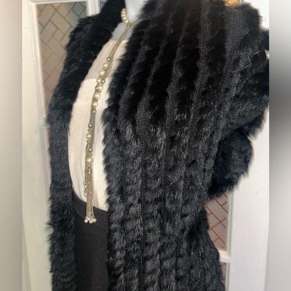 Alberto Makali Black Fur Vest With Fringe and Pockets - Picture 9 of 13